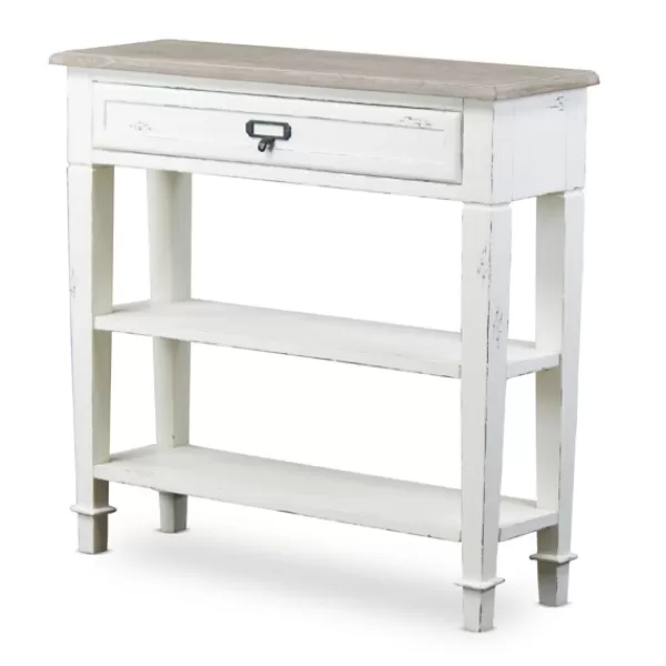 Console Tables-Kirkland's Home Distressed 1-Drawer Console Table White