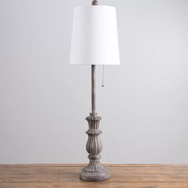 Buffet Lamps-Kirkland's Home Distressed Antique Gray Buffet Lamp White