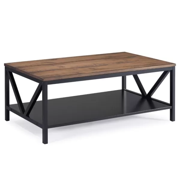 Coffee Tables-Kirkland's Home Distressed Barnwood Coffee Table Black