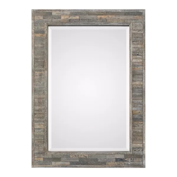 Decorative Mirrors-Kirkland's Home Distressed Charcoal Wooden Wall Mirror