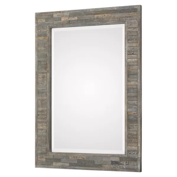 Decorative Mirrors-Kirkland's Home Distressed Charcoal Wooden Wall Mirror