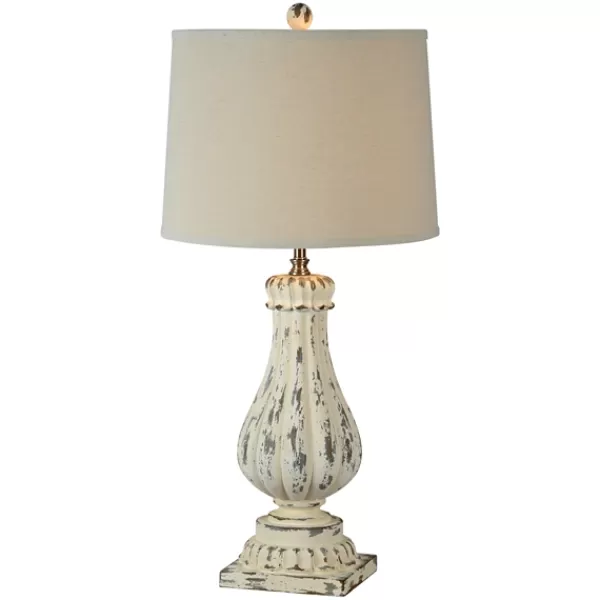 Table Lamps-Kirkland's Home Distressed Cream Resin Table Lamps, Set Of 2 Ivory