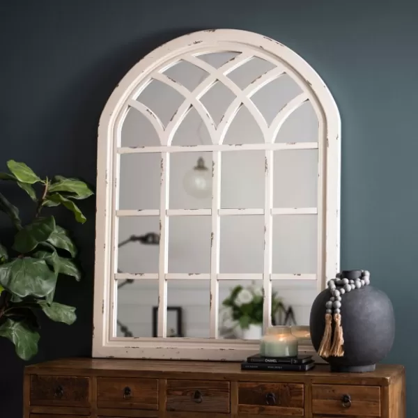 Decorative Mirrors-Kirkland's Home Distressed Cream Sadie Arch Mirror Ivory