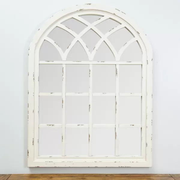 Decorative Mirrors-Kirkland's Home Distressed Cream Sadie Arch Mirror Ivory