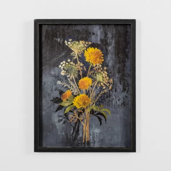 Framed Art-Kirkland's Home Distressed Dandelion Framed Art Print Black/Yellow