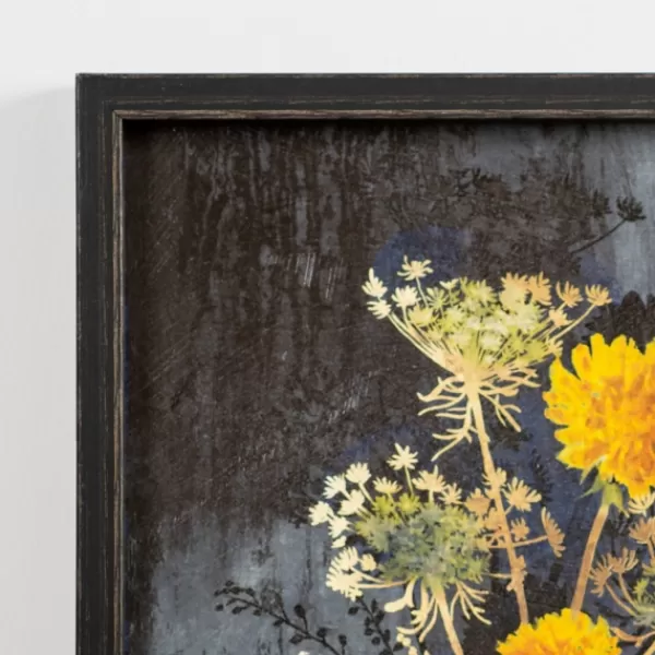 Framed Art-Kirkland's Home Distressed Dandelion Framed Art Print Black/Yellow