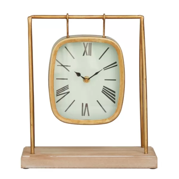 Decorative Accents-Kirkland's Home Distressed Gold Frame Square Tabletop Clock