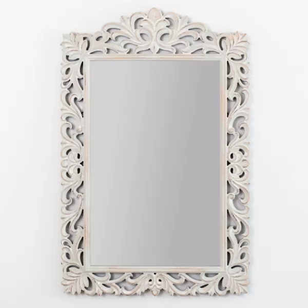 Decorative Mirrors-Kirkland's Home Distressed Gray Carved Ornate Scroll Mirror