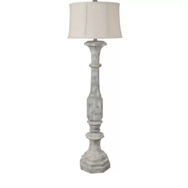 Floor Lamps-Kirkland's Home Distressed Gray Finton Floor Lamp Tan