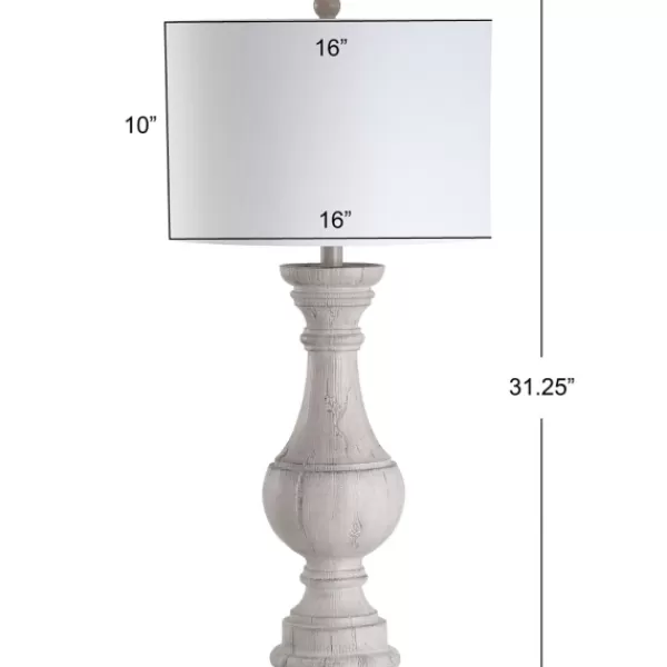 Table Lamps-Kirkland's Home Distressed Ivory Faux Wood Table Lamps, Set Of 2 White