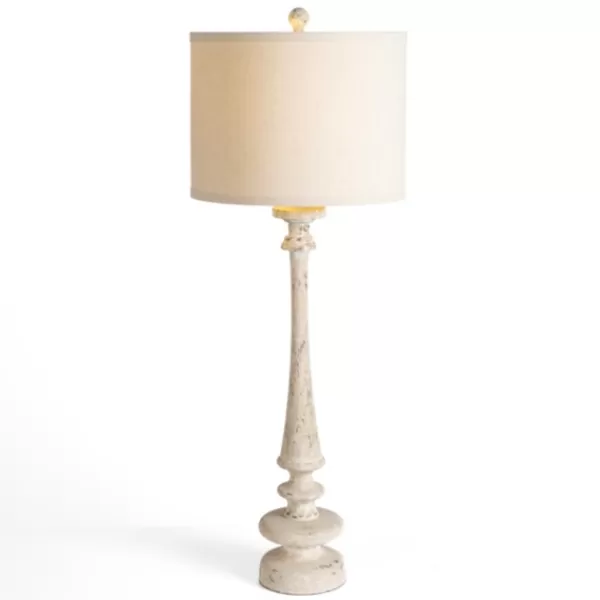 Buffet Lamps-Kirkland's Home Distressed Ivory Lucy Buffet Lamp Tan