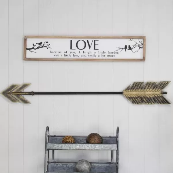 Wall Plaques-Kirkland's Home Distressed Metal Decorative Arrow Wall Plaque Gold/Black