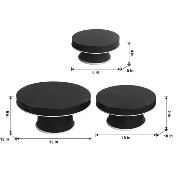 Decorative Trays-Kirkland's Home Distressed Pedestal Trays, Set Of 3 Black