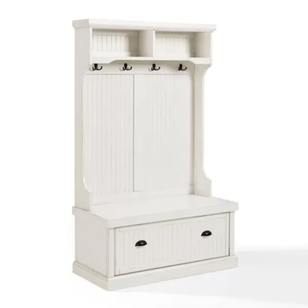 Entryway Furniture-Kirkland's Home Distressed Seanan Storage Hall Tree White