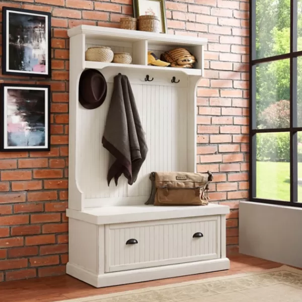 Entryway Furniture-Kirkland's Home Distressed Seanan Storage Hall Tree White