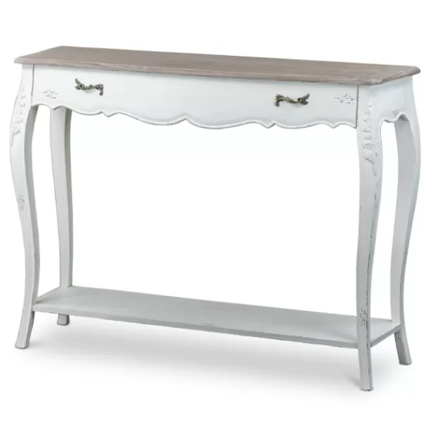 Console Tables-Kirkland's Home Distressed Streaked Console Table Ivory