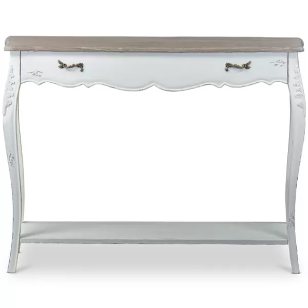 Console Tables-Kirkland's Home Distressed Streaked Console Table Ivory