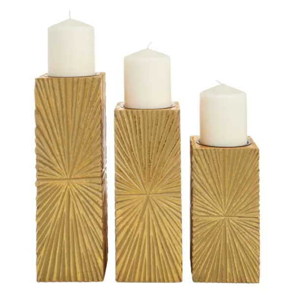 Candle Holders-Kirkland's Home Distressed Sunburst Candle Holders, Set Of 3 Gold