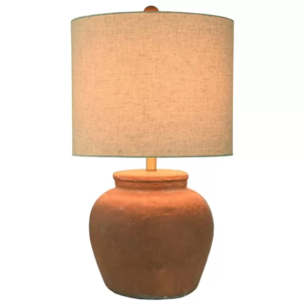 Table Lamps-Kirkland's Home Distressed Terracotta Round Table Lamp Orange