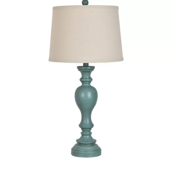 Table Lamps-Kirkland's Home Distressed Turquoise Antique Table Lamp Ivory