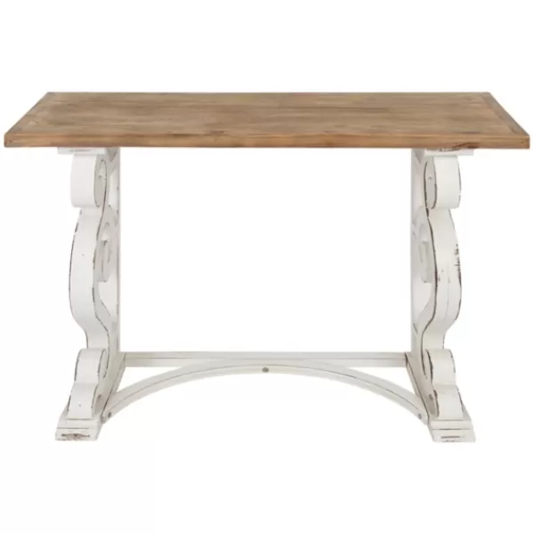 Console Tables-Kirkland's Home Distressed White And Brown Wood Console Table White/Tan