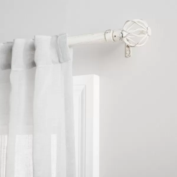 Curtain Rods & Hardware-Kirkland's Home Distressed White Open Sphere Curtain Rod, 120 In.