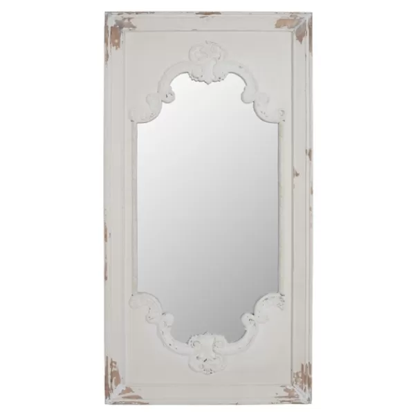 Decorative Mirrors-Kirkland's Home Distressed White Scroll Framed Wall Mirror