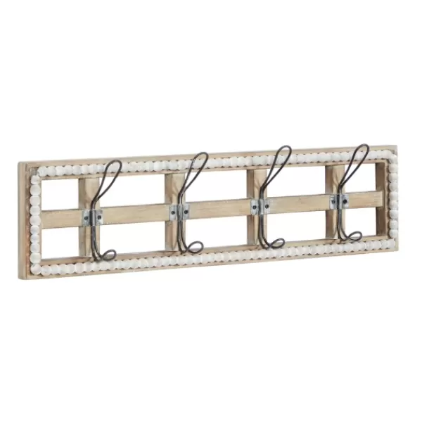 Hooks-Kirkland's Home Distressed White Wood And Metal Wall Hooks