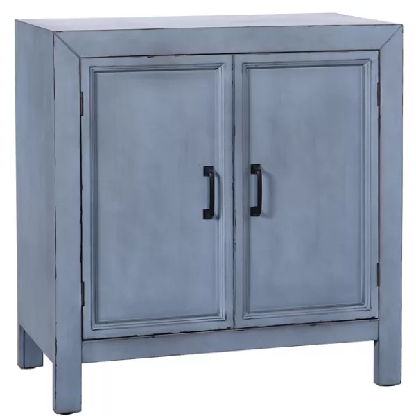 Cabinets & Sideboards-Kirkland's Home Distressed Wood 2-Door Cabinet Blue