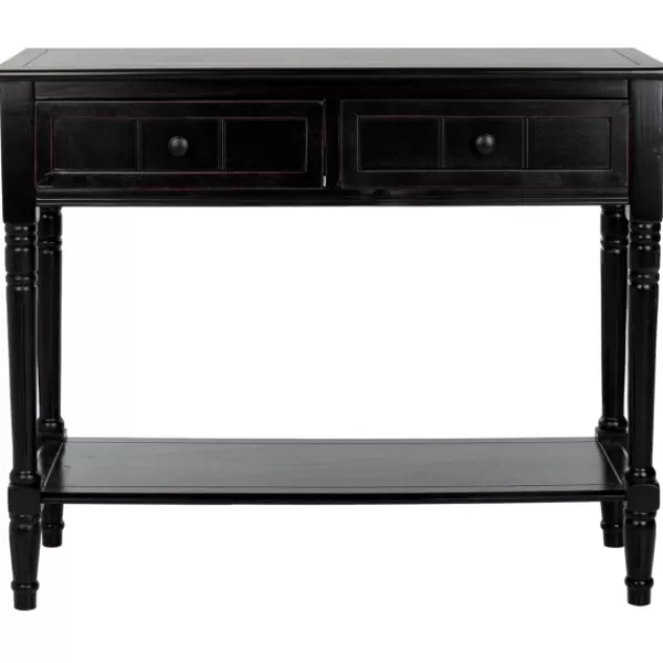 Console Tables-Kirkland's Home Distressed Wood 2-Drawer Console Table Black