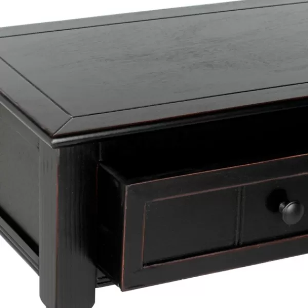 Console Tables-Kirkland's Home Distressed Wood 2-Drawer Console Table Black