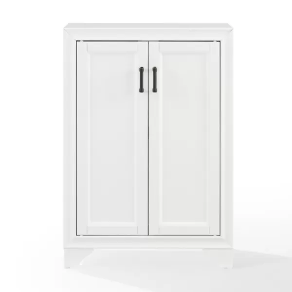 Bathroom Furniture-Kirkland's Home Distressed Wood Accent Cabinet White