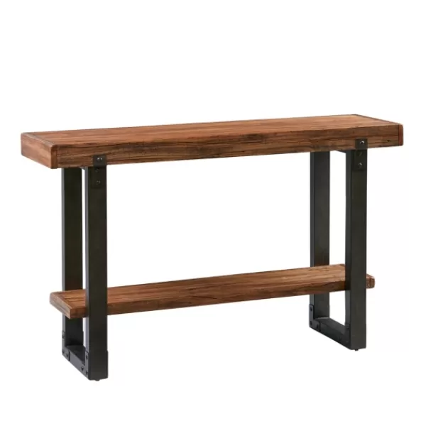 Console Tables-Kirkland's Home Distressed Wood And Gunmetal Console Table Brown