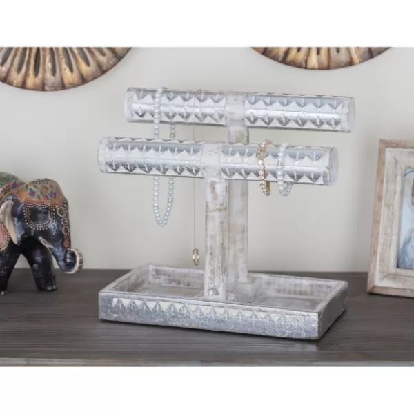 Decorative Accents-Kirkland's Home Distressed Wood Jewelry Stand Silver