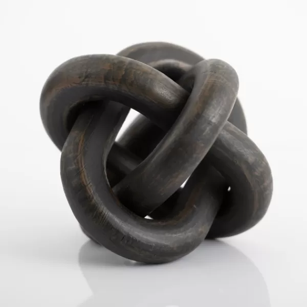 Statues & Figurines-Kirkland's Home Distressed Wooden Knot Sculpture Black