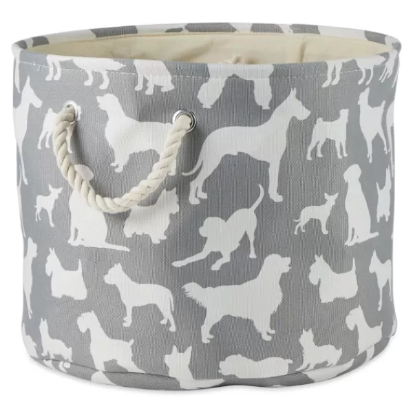 Baskets & Boxes-Kirkland's Home Dog Show Round Storage Bin, 15 In. Gray