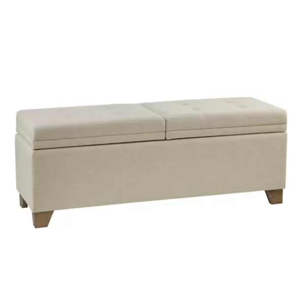 Benches & Ottomans-Kirkland's Home Double Opening Storage Bench Ivory