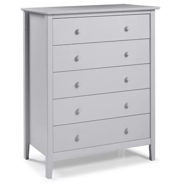 Cabinets & Sideboards-Kirkland's Home Dove Brazilian Pine Wood Five Drawer Chest Gray