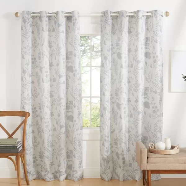 Curtains & Drapes-Kirkland's Home Dove Gray Floral 2-Pc. Curtain Panel Set, 84 In. Gray/White
