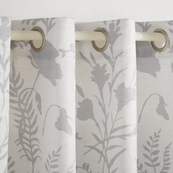 Curtains & Drapes-Kirkland's Home Dove Gray Floral 2-Pc. Curtain Panel Set, 84 In. Gray/White
