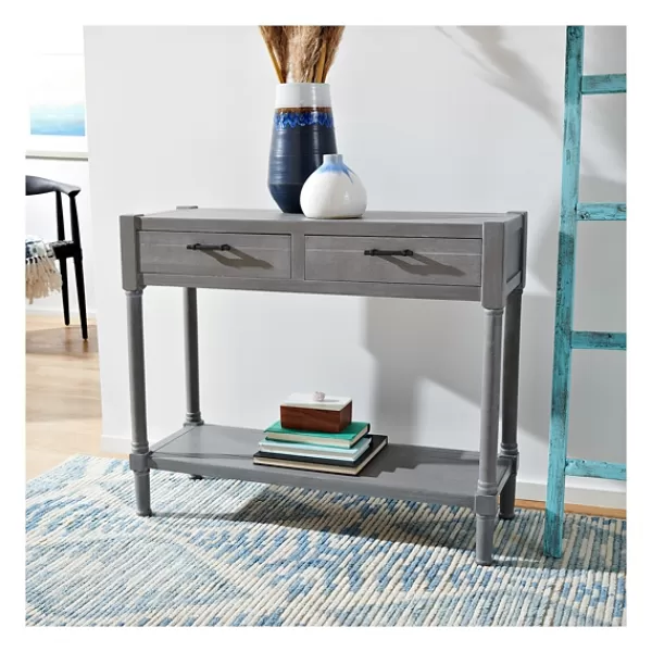 Console Tables-Kirkland's Home Dove Turned Leg Rustic Console Table Gray