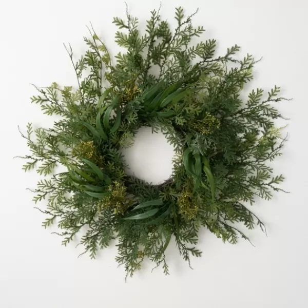 Wreaths-Kirkland's Home Draping Fern Wreath, 27 In. Green