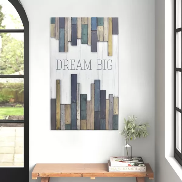 Wall Quotes & Signs-Kirkland's Home Dream Big Wood Slat Wall Plaque White/Blue/Purple