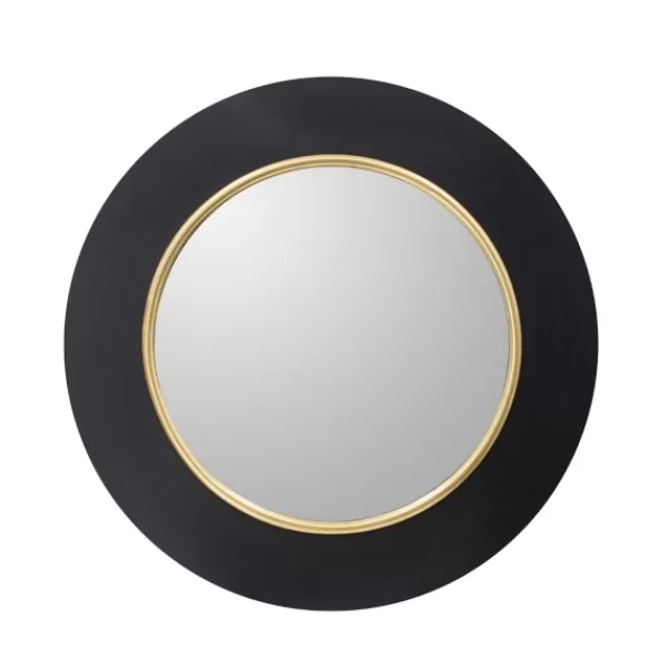 Decorative Mirrors-Kirkland's Home Drew I Black And Gold Round Led Mirror