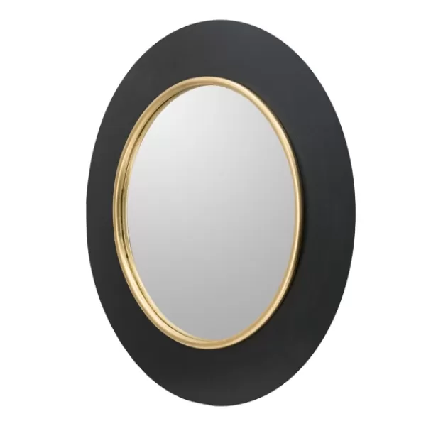 Decorative Mirrors-Kirkland's Home Drew I Black And Gold Round Led Mirror