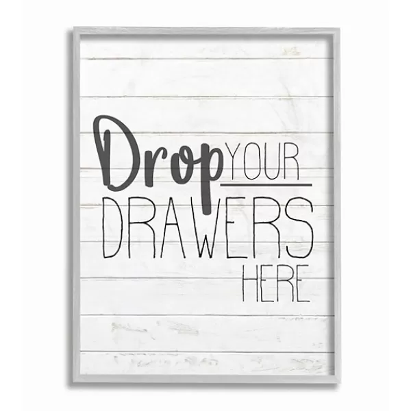 Wall Quotes & Signs-Kirkland's Home Drop Your Drawers Here Framed Wall Plaque White