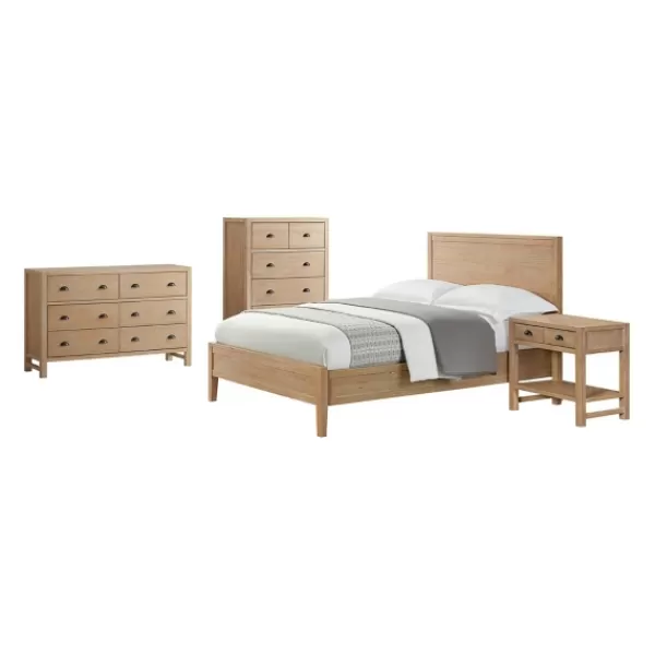 Beds & Headboards-Kirkland's Home Duke Driftwood Pine 4-Pc. Queen Bedroom Set Tan