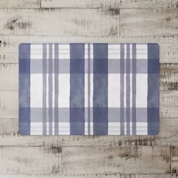 Kitchen & Floor Mats-Kirkland's Home Dusty Blue Plaid Harvest Floor Mat Blue/White