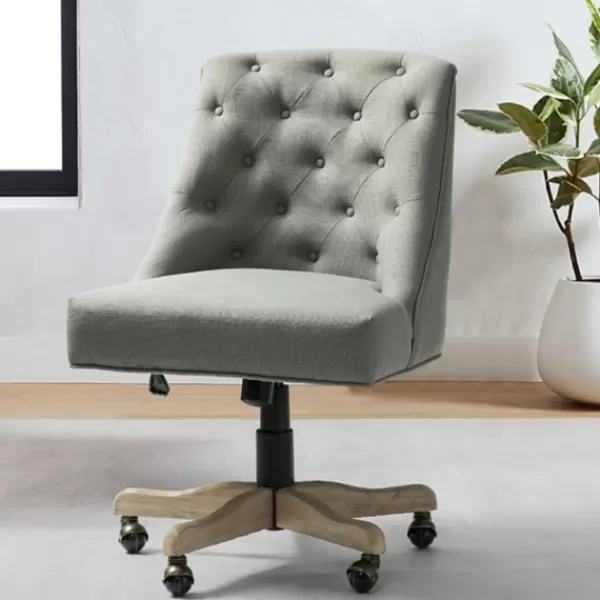 Office Furniture-Kirkland's Home Dylan Upholstered Office Chair Gray