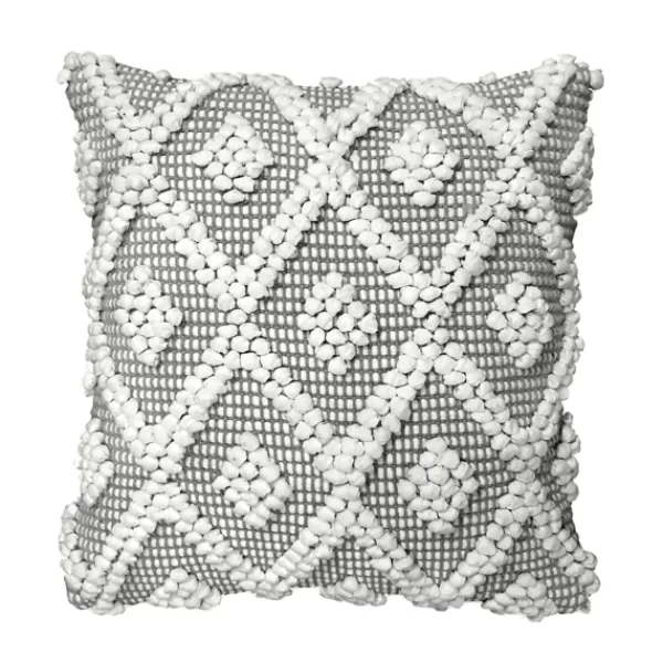 Pillows-Kirkland's Home Earl Gray Diamond Knot Tufted Throw Pillow Gray/White